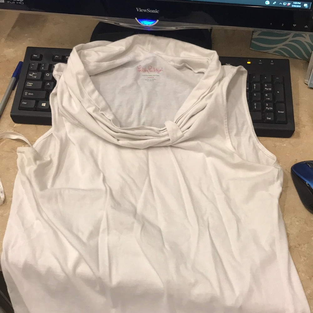 White Lilly Pulitzer tank top with detailed neck